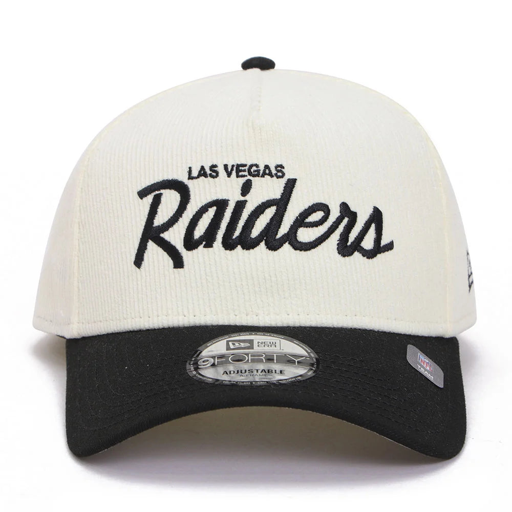 New Era 9FORTY A-Frame Las Vegas Raiders Summer Corduroy Chrome Black Snapback Cap