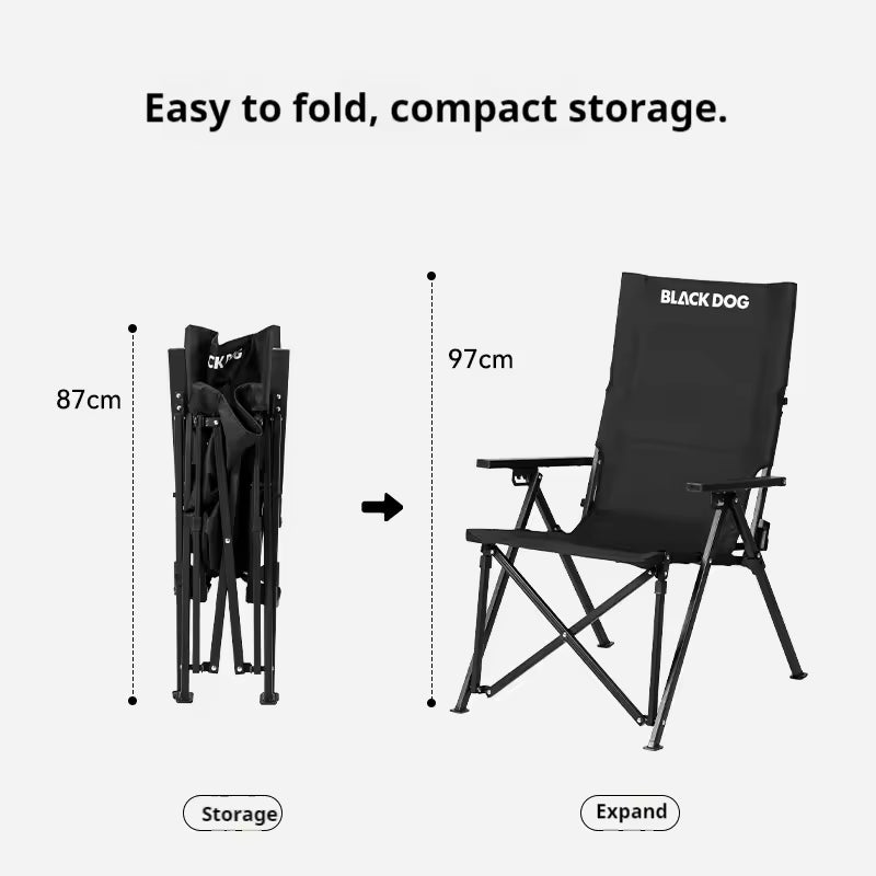 Black Dog High-Back Folding Lounge Chair