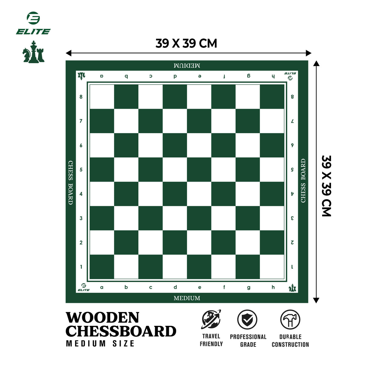 Elite Wooden Chessboard - Medium
