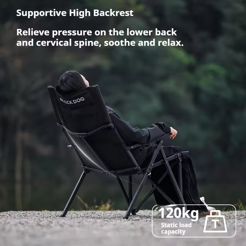 Black Dog High-Back Folding Lounge Chair