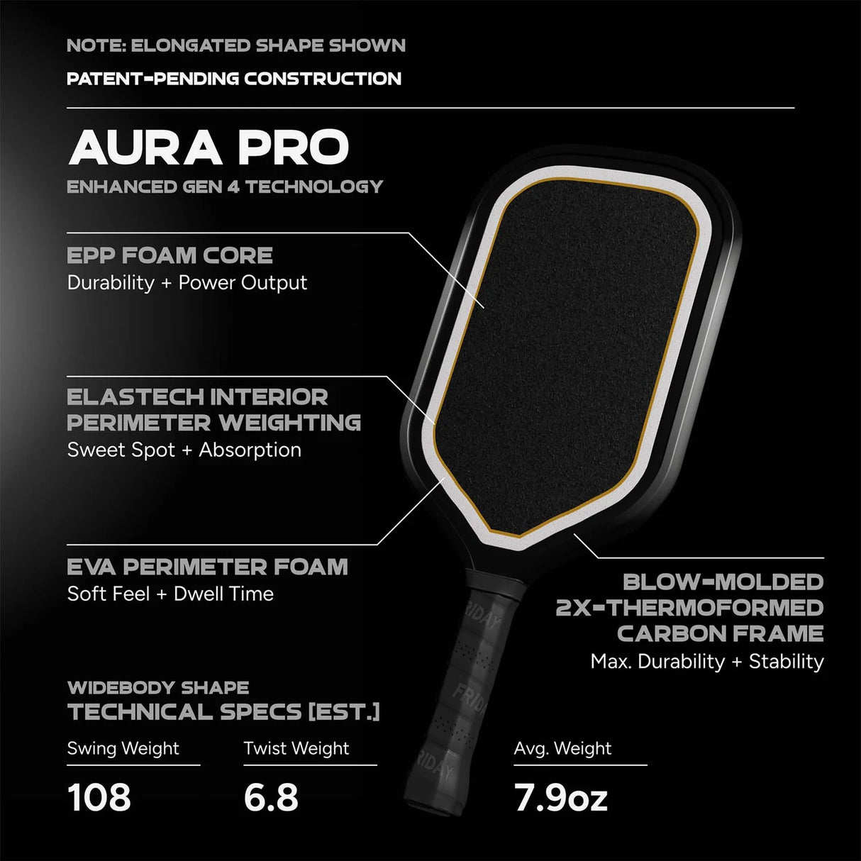 Friday Aura Pro Wide Body Pickleball Paddle