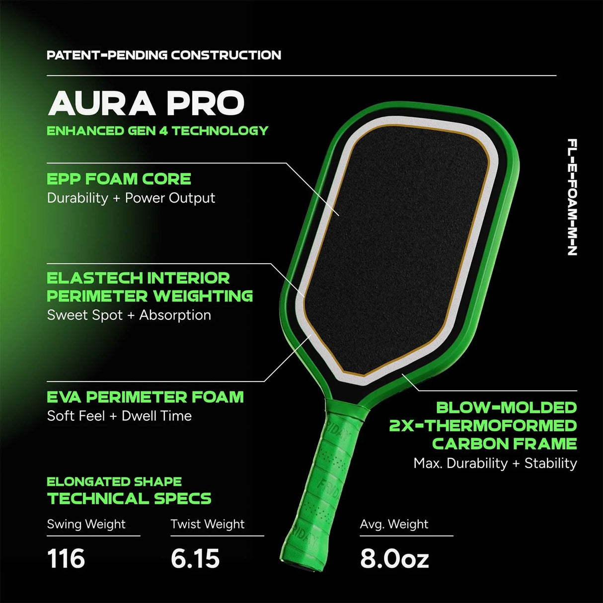 Friday Aura Pro Elongated Pickleball Paddle