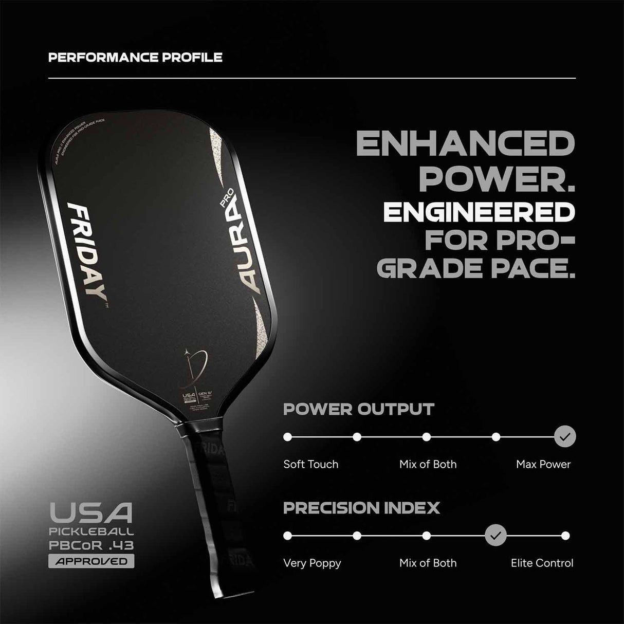 Friday Aura Pro Elongated Pickleball Paddle