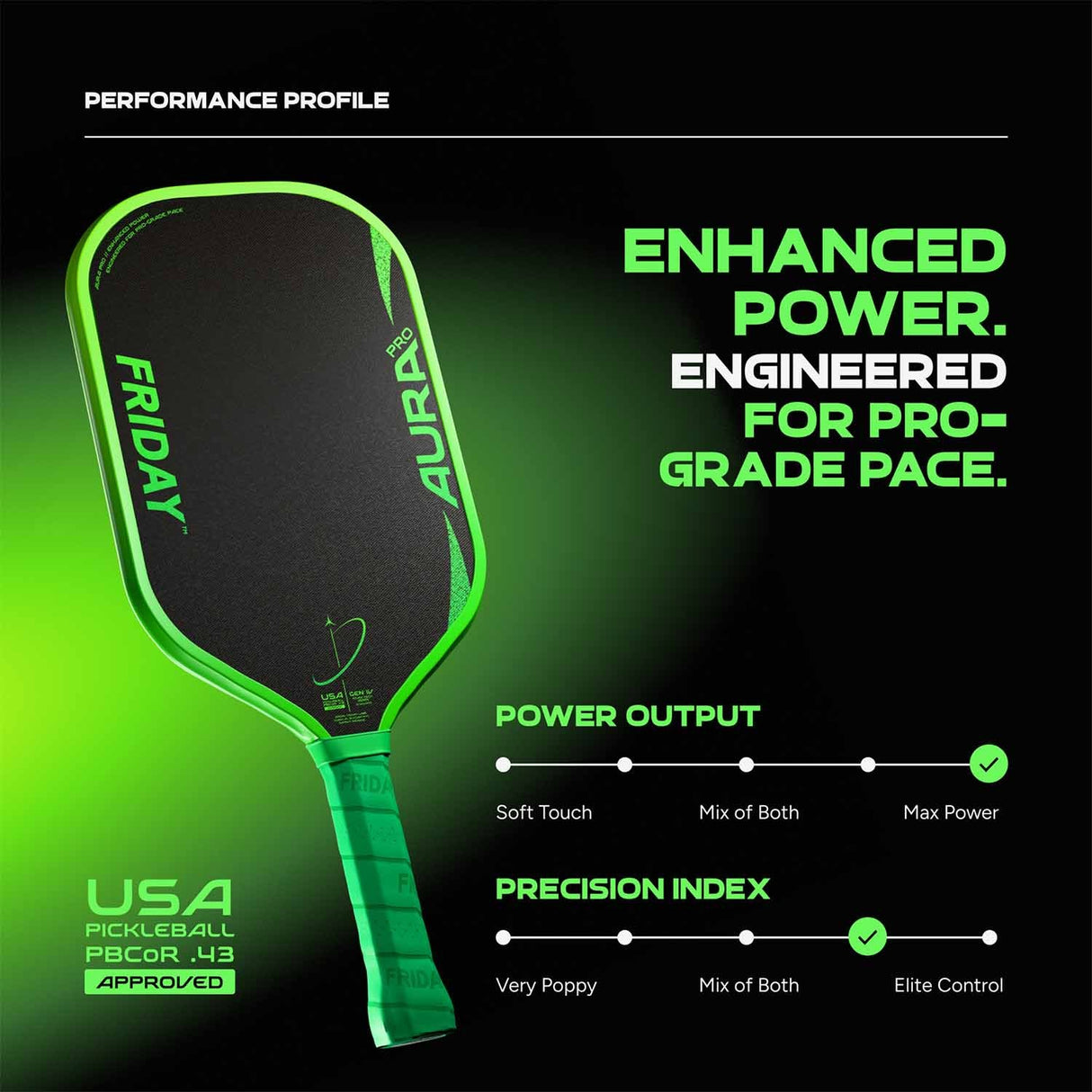 Friday Aura Pro Elongated Pickleball Paddle