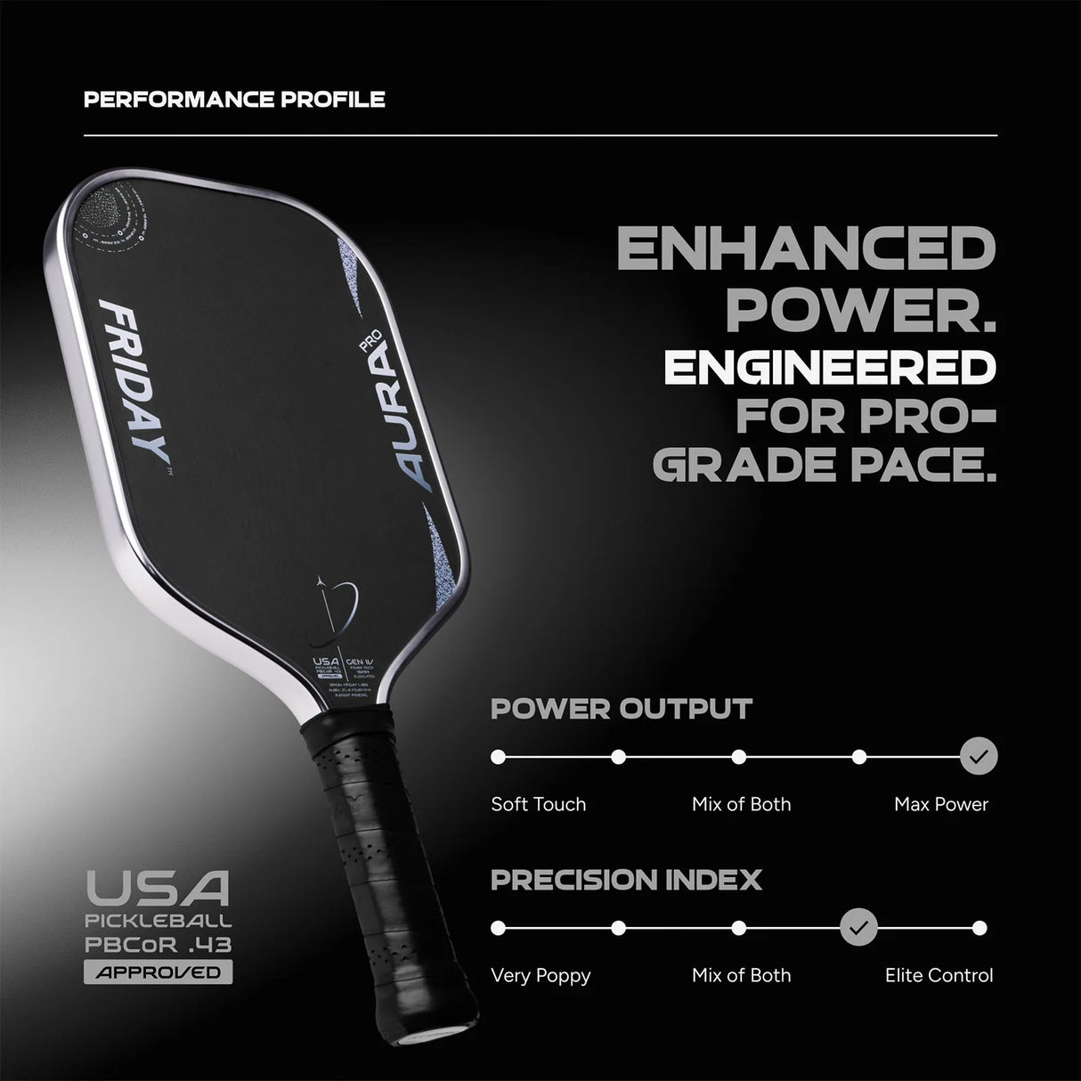 Friday Aura Pro Elongated Eclipse Metallic Pickleball Paddle