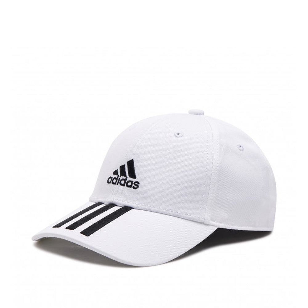 - White adidas Sports 3-Stripes Toby\'s Black Cap Twill Baseball