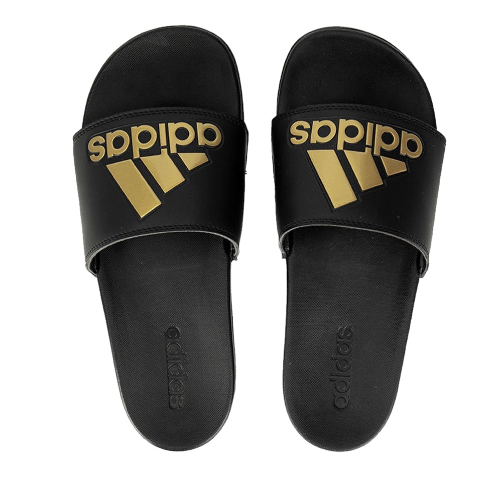 krise jeg behøver kål adidas Men's Adilette Comfort Slides Core Black Metallic Gold - Toby's  Sports