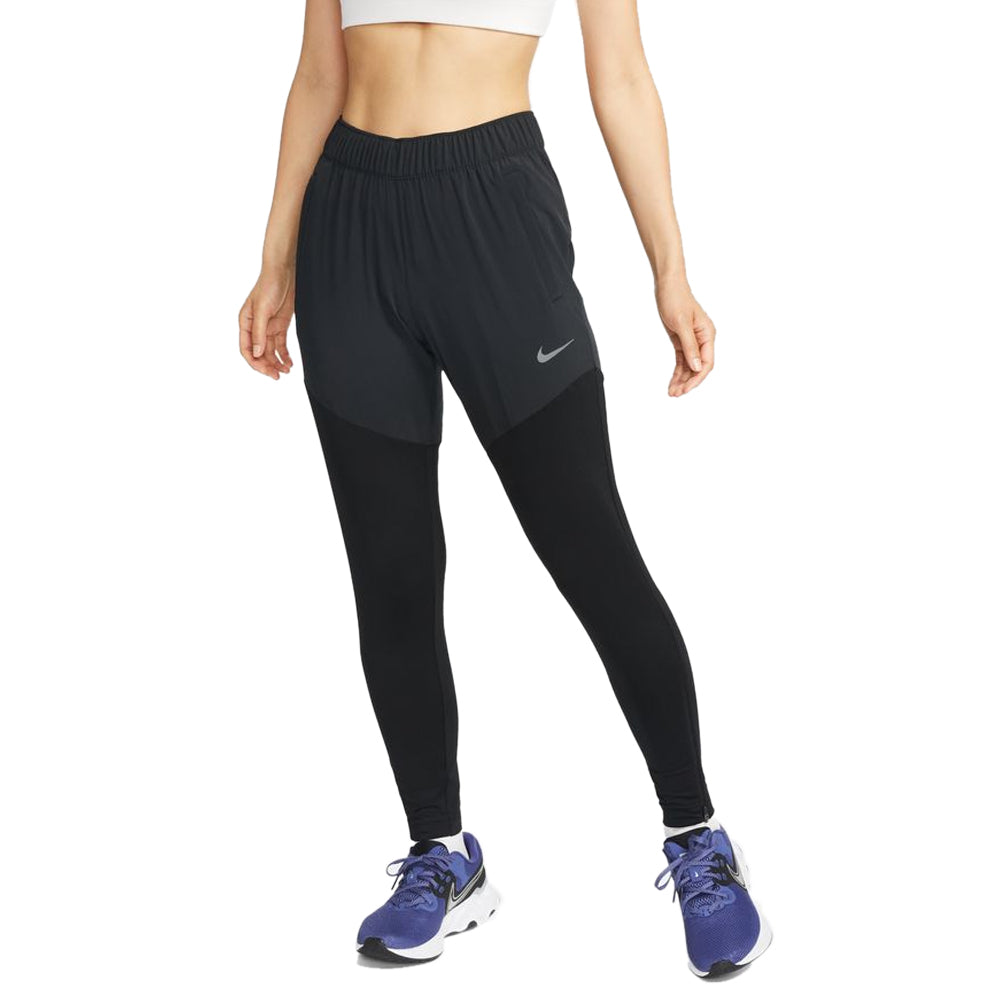 Nike Women's Dri-FIT Running Pants Black White Reflective Silver