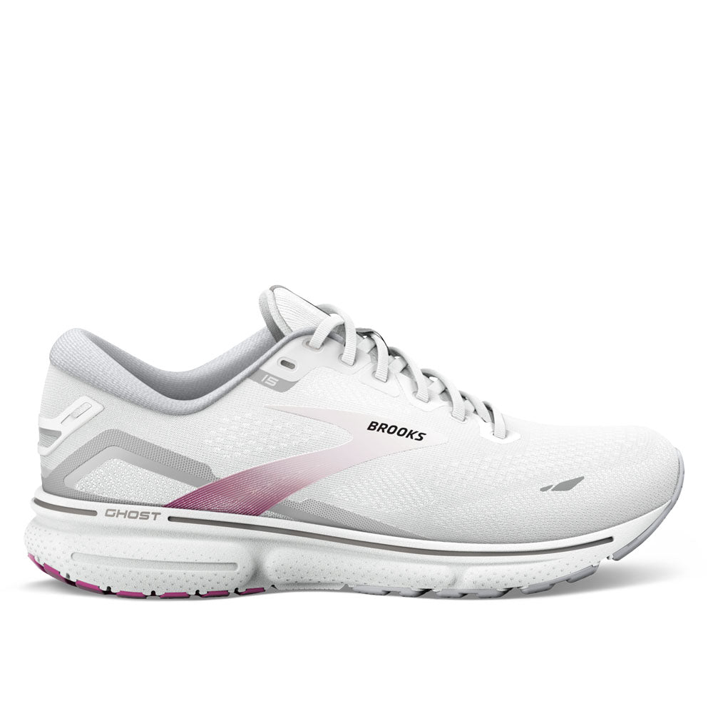 Brooks Women's Ghost 15 White Oyster Violet - Toby's Sports