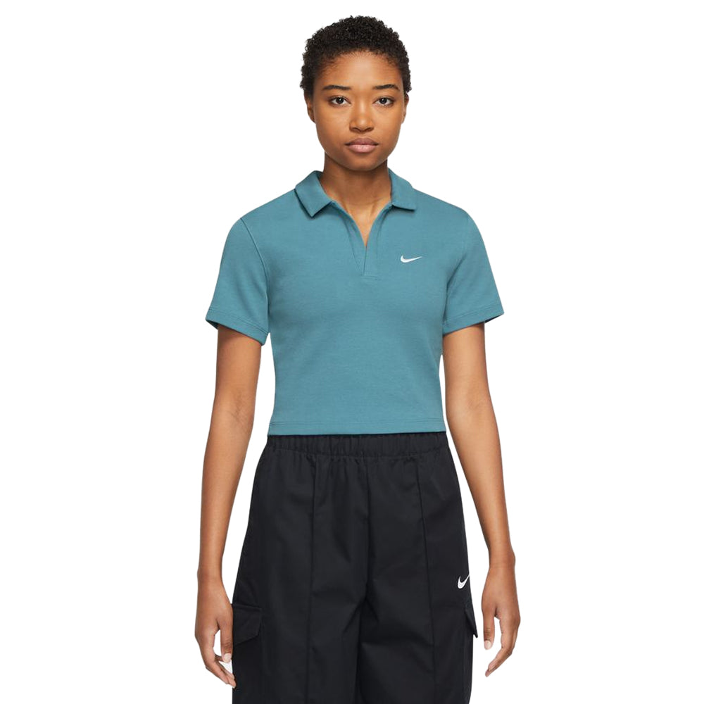 Nike Women's Sportswear Essential Short-Sleeve Polo Top Noise Aqua White -  Toby's Sports
