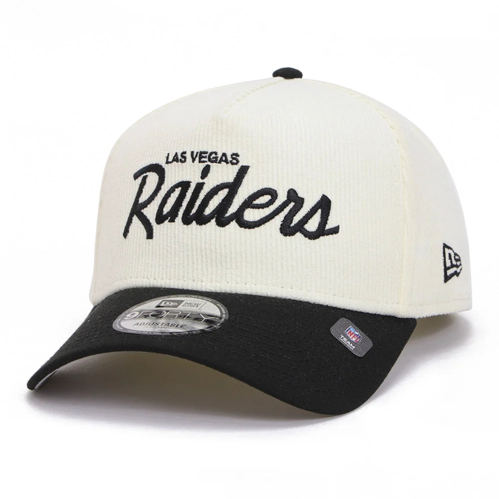 New Era 9FORTY A-Frame Las Vegas Raiders Summer Corduroy Chrome Black Snapback Cap