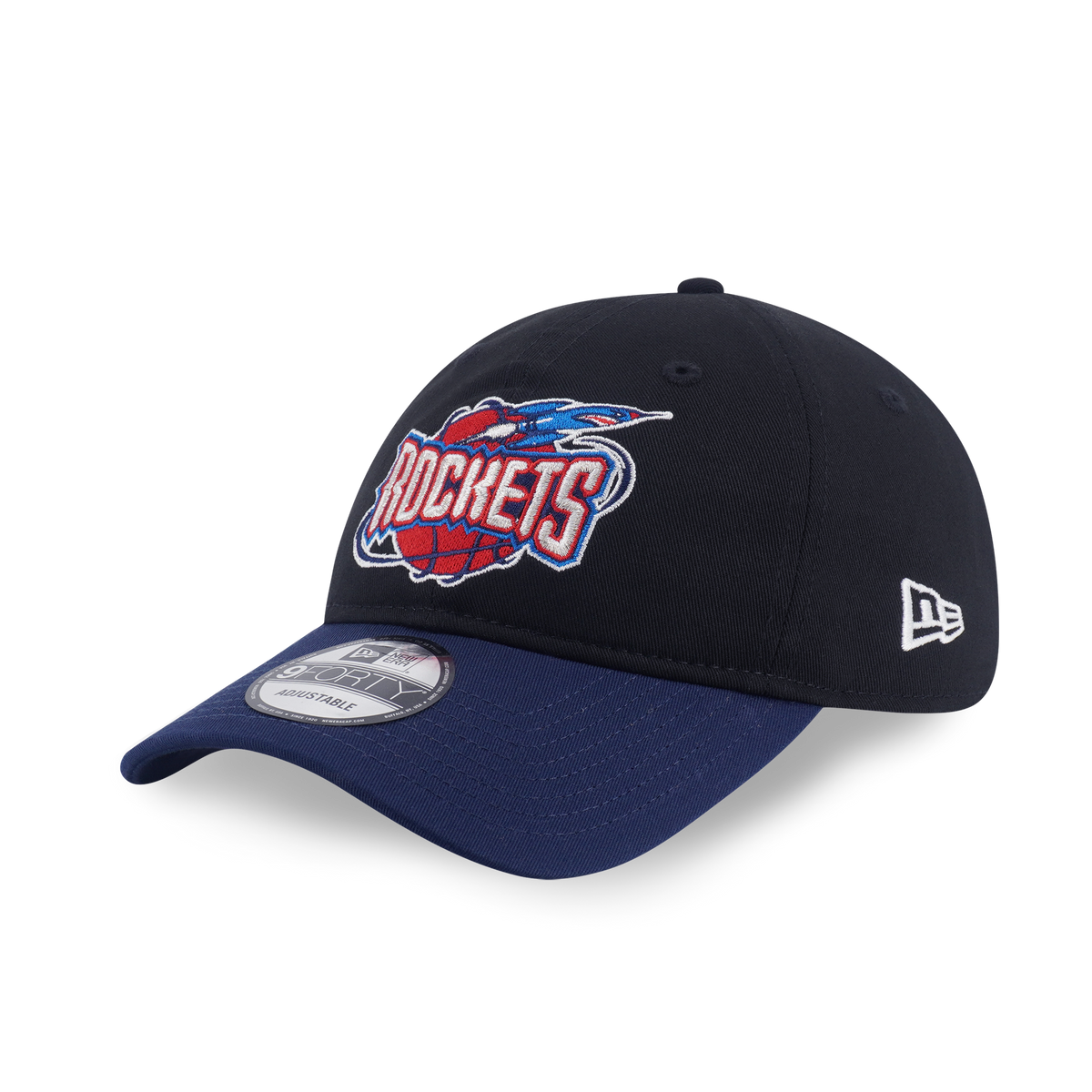 New Era Houston Rockets Hardwood Classics 2026 Black Blue 9FORTY Unstructured Adjustable Cap