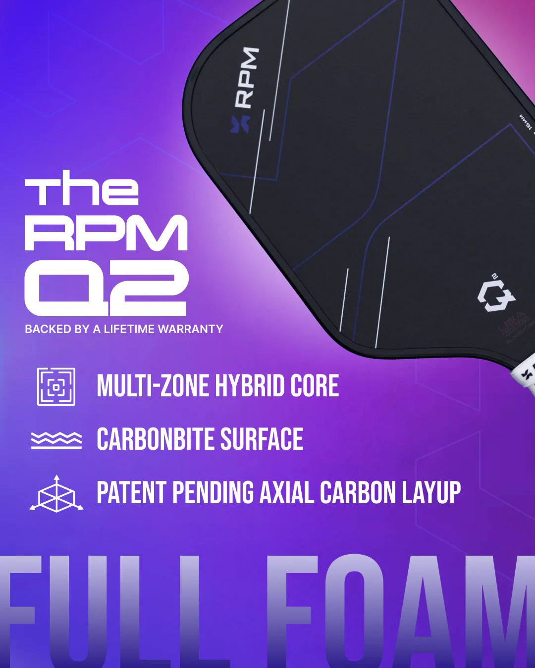 RPM Q2 16MM Widebody Pickleball Paddle