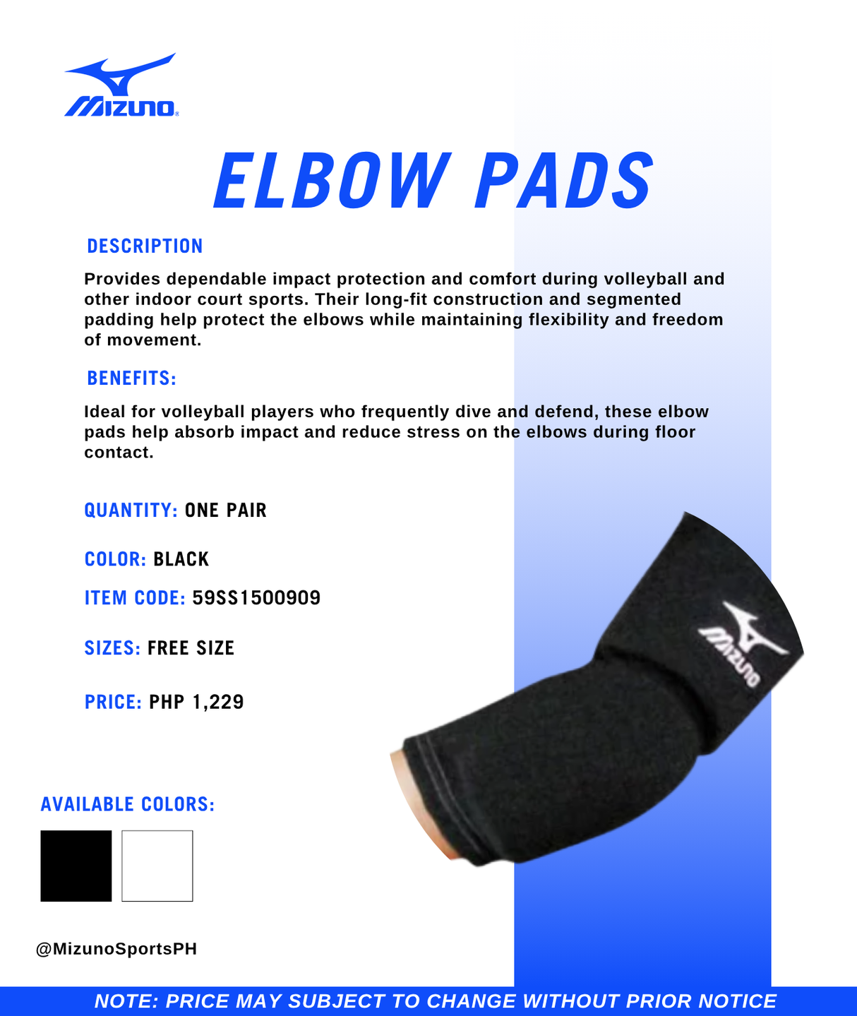 Mizuno Elbow Pads Black