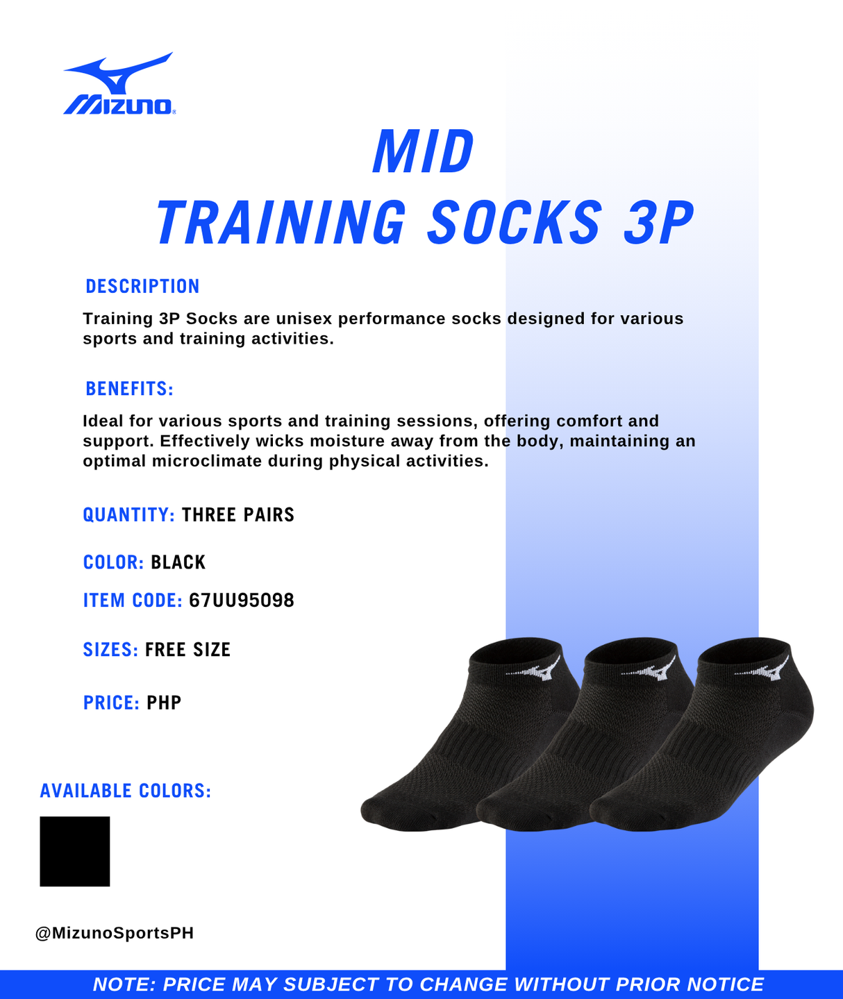 Mizuno Training Mid 3P Socks