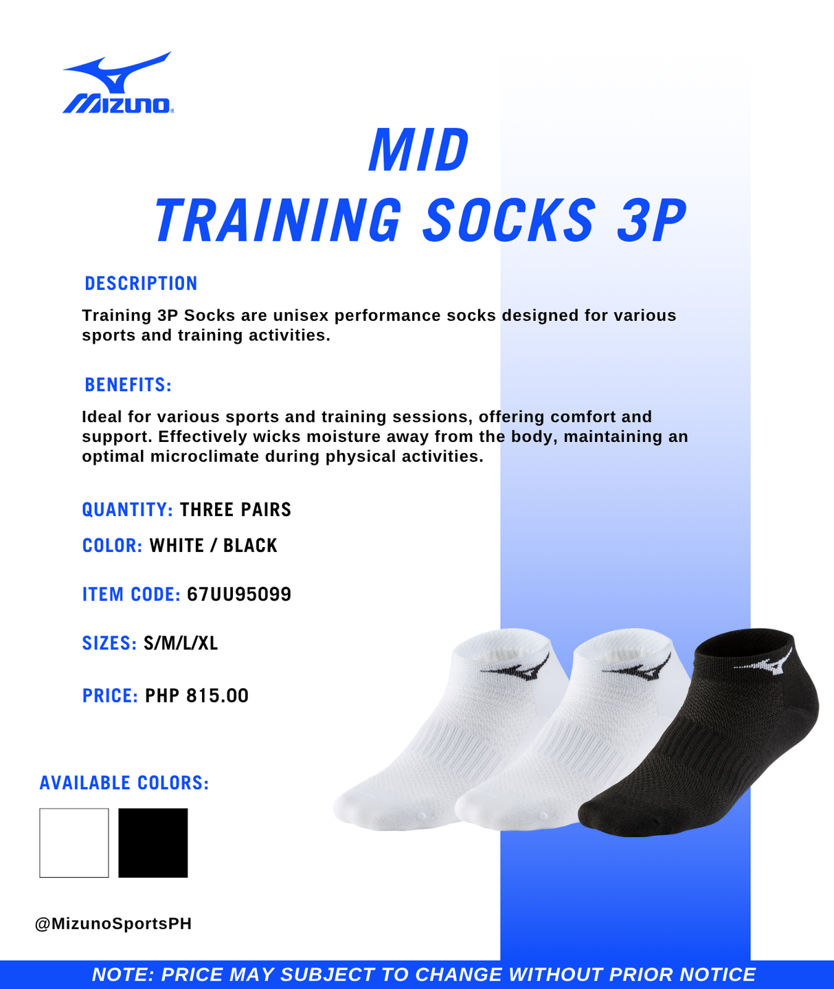 Mizuno Training Mid 3P Socks