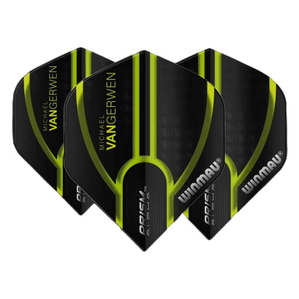 Winmau Prism Alpha MvG Black &amp; Green Darts Flights