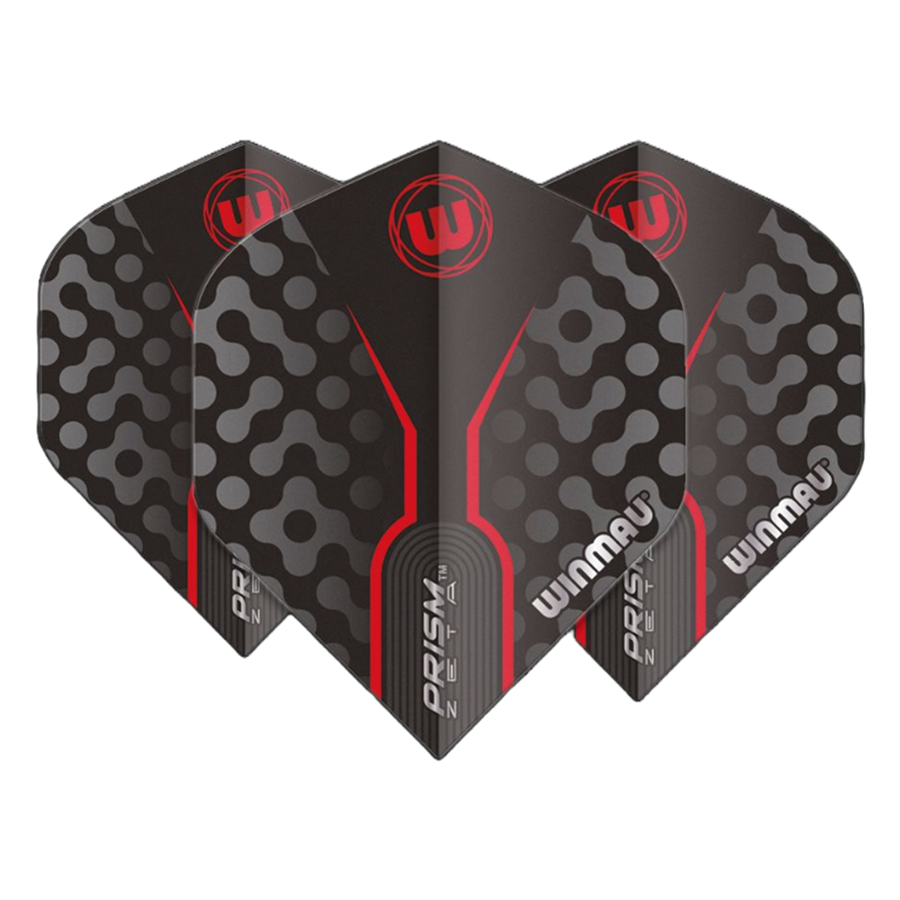 Winmau Prism Zeta Black, Grey and Red Darts Flights