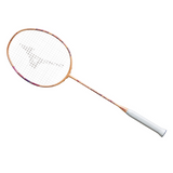 Badminton racket with a white handle on a white background