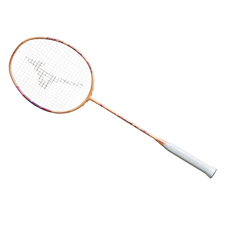 Badminton racket with a white handle on a white background