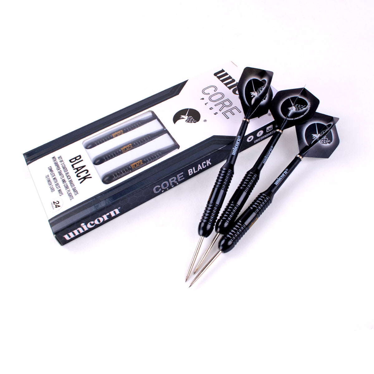 Unicorn Core Plus Win Black Brass W/ Wallet Dart Set