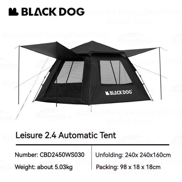Black Dog Two-Door Two-Window Automatic Tent