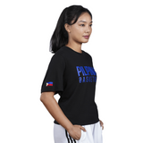 Person wearing a black t-shirt with 'Philippine Basketball' text and a flag on a white background