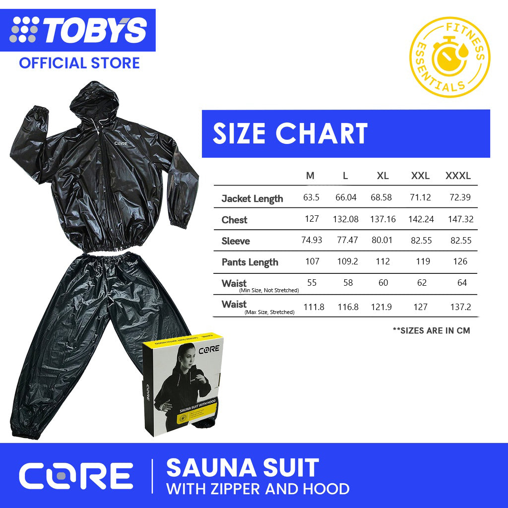 Core Sauna Suit with Zipper and Hood Black Toby s Sports