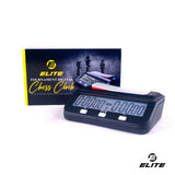 Elite brand tournament digital chess clock shown in front of its retail box on a white background, with 365 Sports Official Store branding in the top left and an Elite logo in the bottom right.
