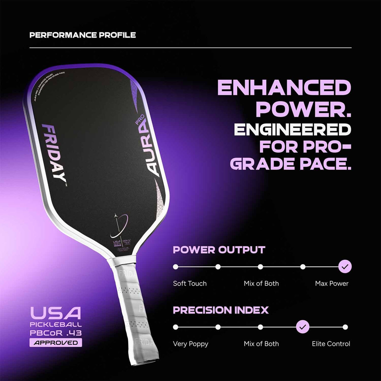 Friday Aura Pro Elongated Pickleball Paddle
