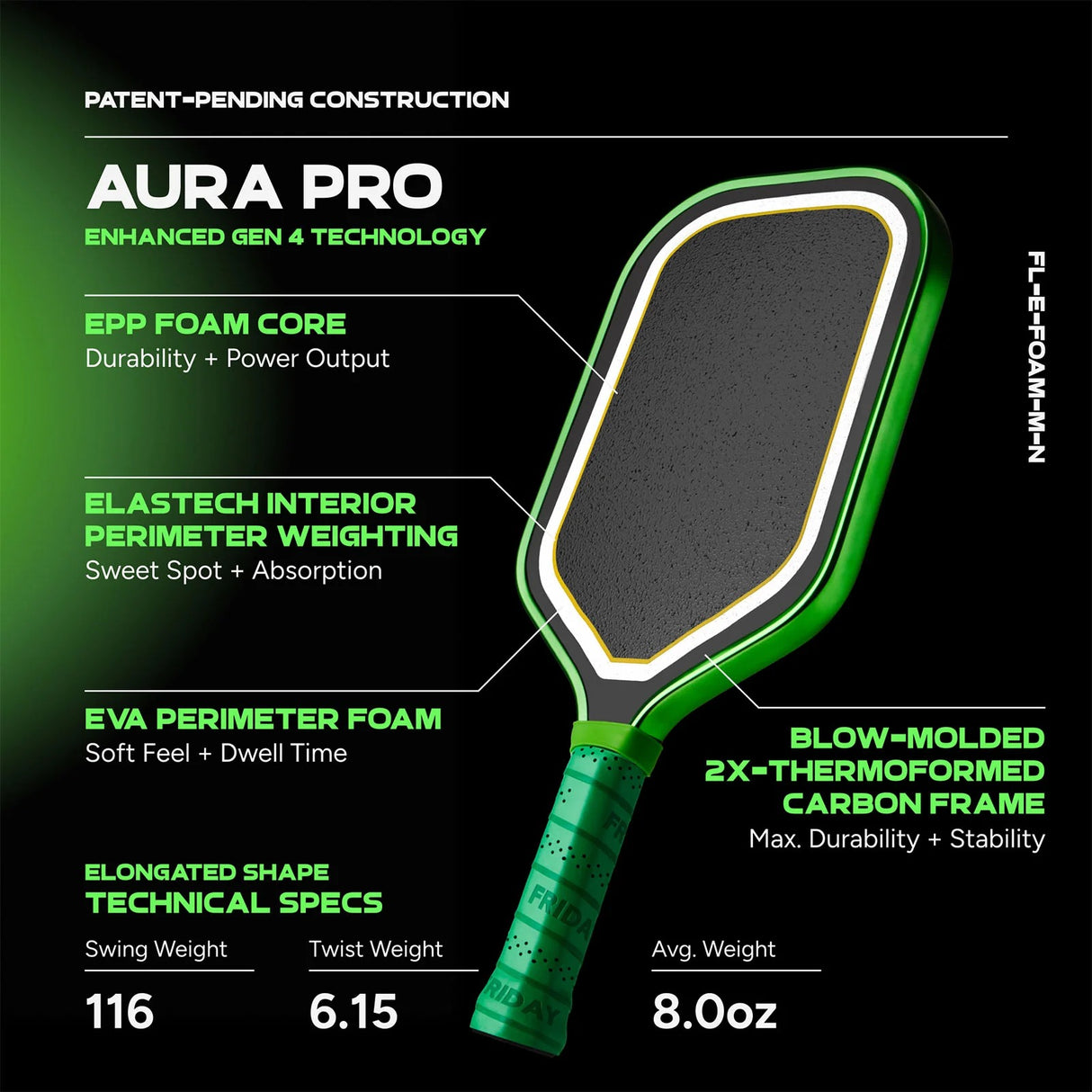 Friday Aura Pro Elongated Terra Metallic Pickleball Paddle