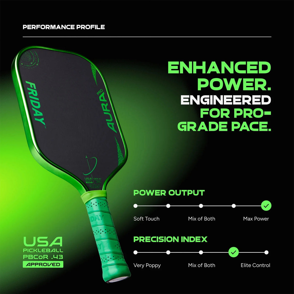 Friday Aura Pro Elongated Terra Metallic Pickleball Paddle