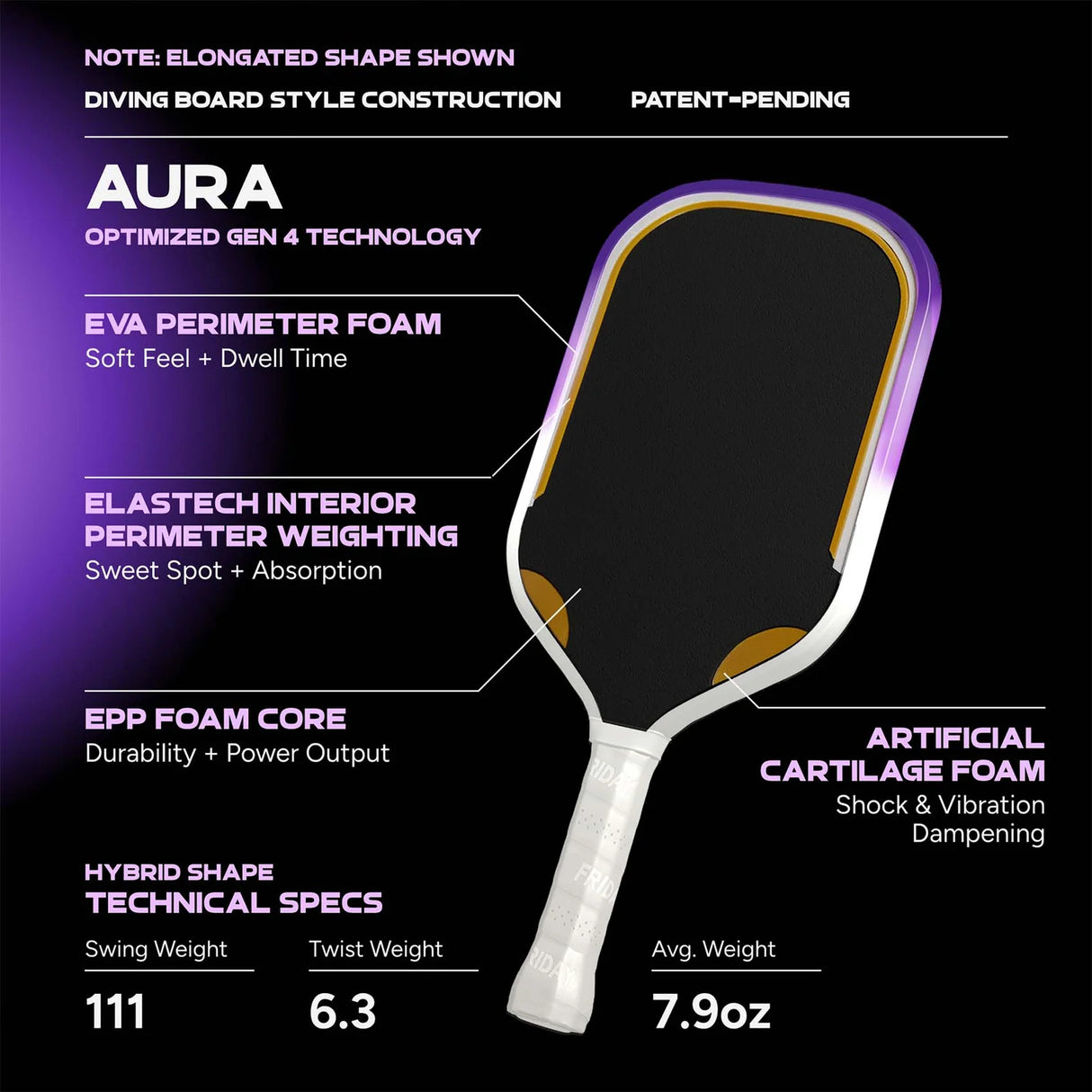 Friday Aura Hybrid Pickleball Paddle