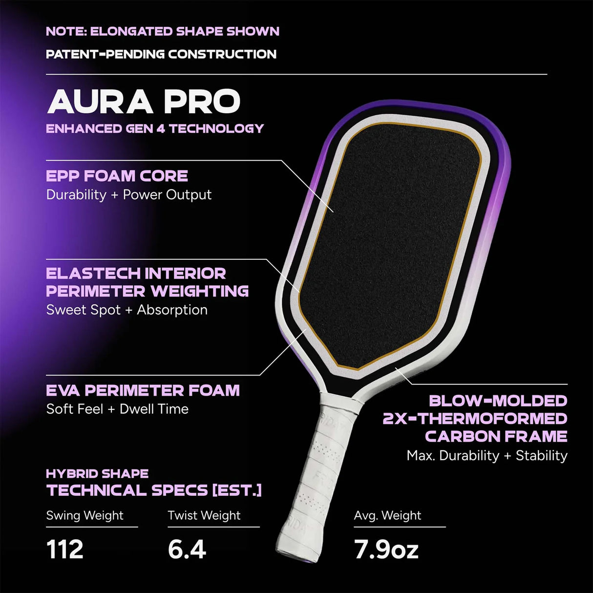 Friday Aura Pro Hybrid Pickleball Paddle