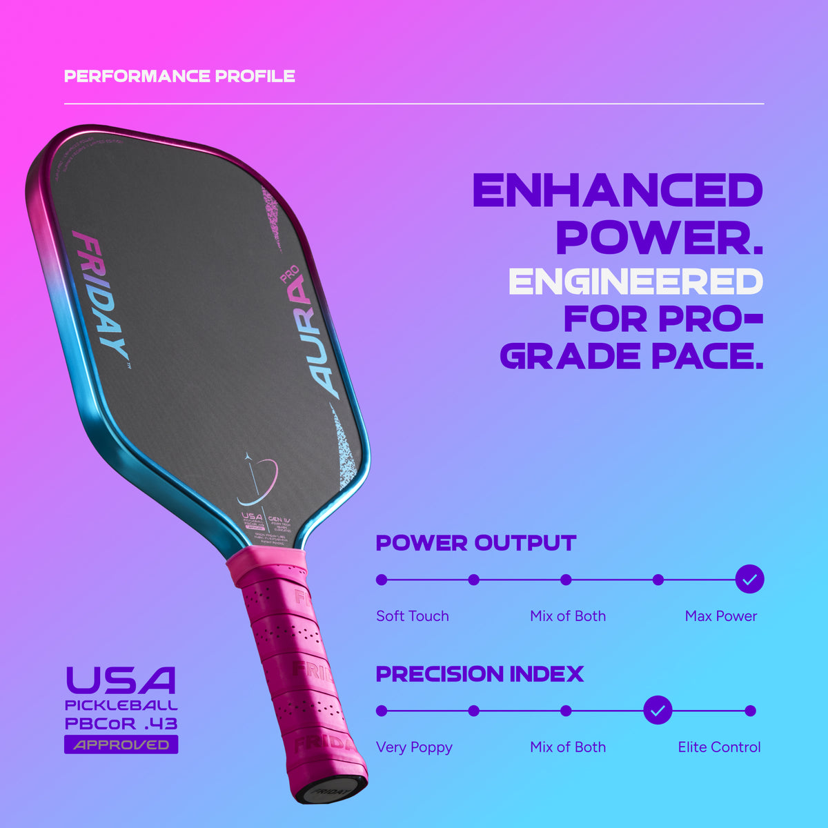 Friday Aura Pro Elongated Vice Metallic Pickleball Paddle