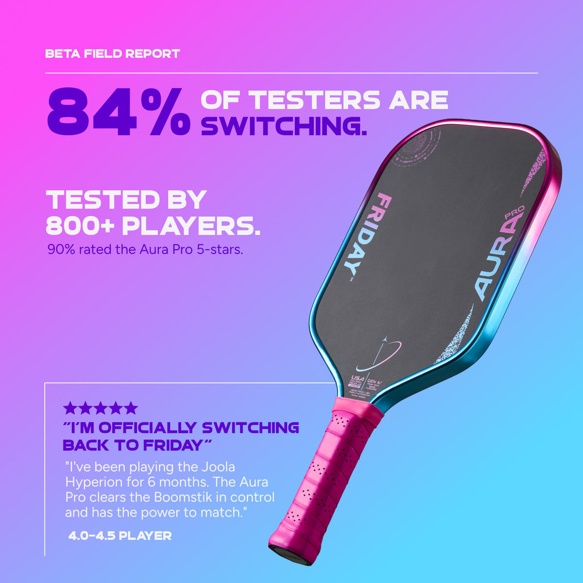 Friday Aura Pro Elongated Vice Metallic Pickleball Paddle