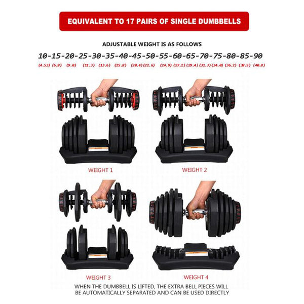 Core Selectorized Dumbbell Pair (90 LBS/40 KGS Each Dumbbell)