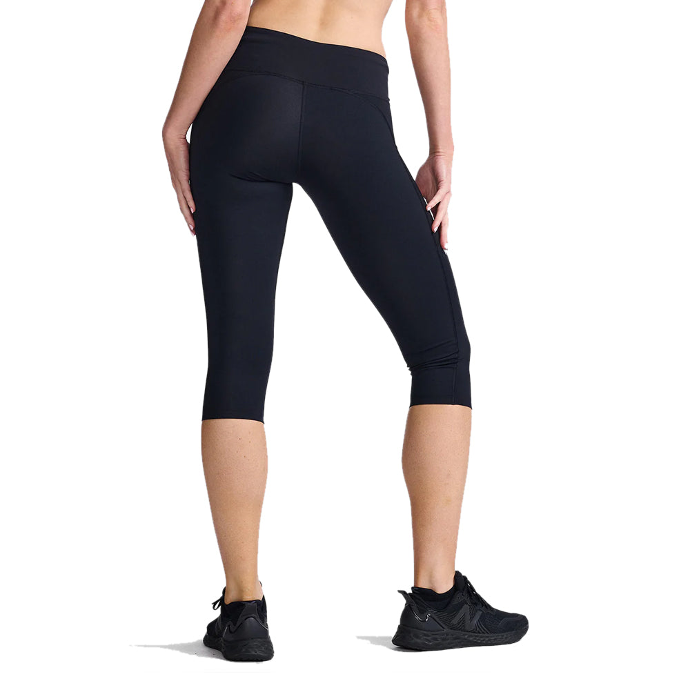 Mid-Rise Compression 3/4 Tights Black Silver Metallic - Toby's Sports