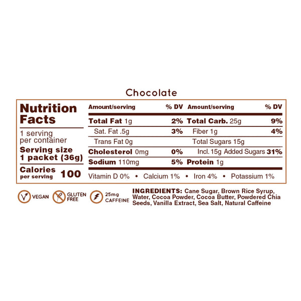 Huma – Chia Energy Gel Chocolate 1x Caffeine 36g