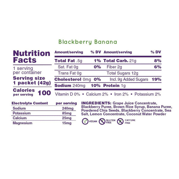Huma + Chia Energy Gel Plus Natural Electrolytes Blackberry Banana 42g